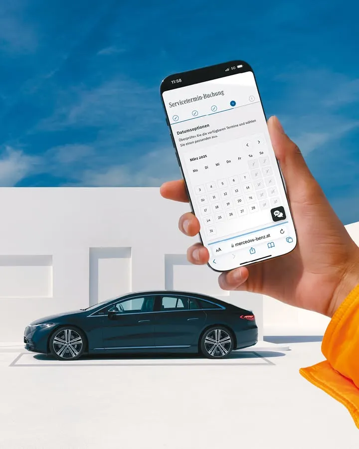 Von zuhause oder unterwegs – euren nächsten Termin beim Mercedes-Benz Service könnt ihr jetzt mit nur wenigen Klicks …